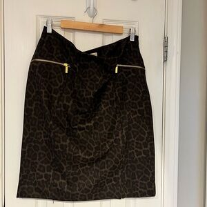 Michael Kors Brown Leopard Pencil Skirt